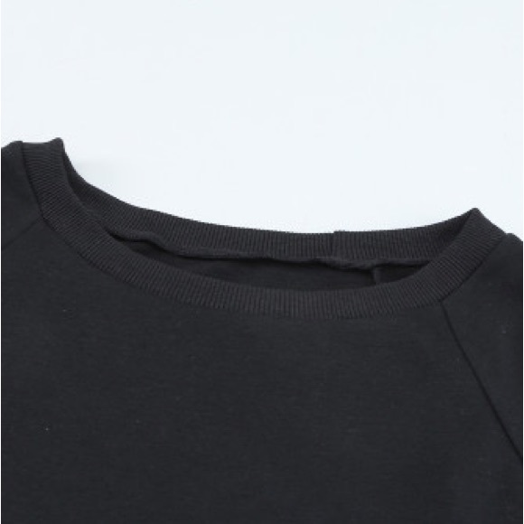 Black Relaxed Fit Crew Neck Pullover Sweatshirt - Picture 8 of 10
